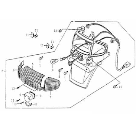 Rex Rexy 125 Rücklicht Kennzeichenträger 83150 Motorroller.de Rückleuchte Heckleuchte Nummernschildhalter