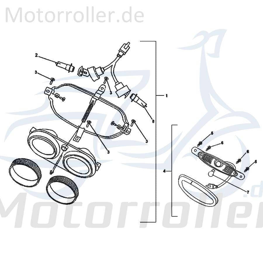 Rex RS500 QM50QT Doppelscheinwerfer 86757 Motorroller.de Kreidler Florett RMC-E 50 125 Frontscheinwerfer Vorderlicht Frontleuchte Frontlicht