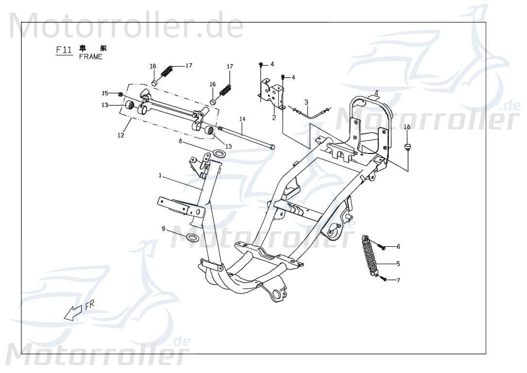 PGO Rodoshow 50 Federbein hinten schwarz Stoßdämpfer Roller 50ccm 2Takt P54810000002 Motorroller.de Feder-Bein Gabel-Bein Stoß-Dämpfer PGO 50ccm-2Takt