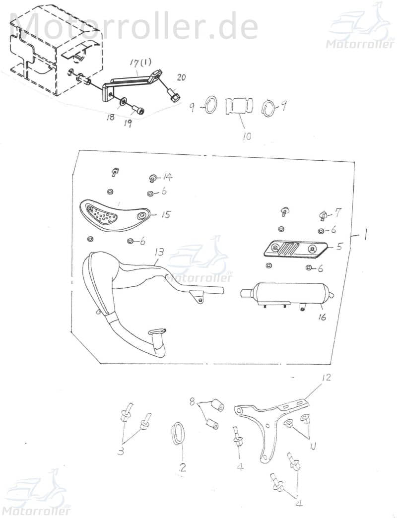 Adly RT 50 Road Trace Gummimuffe 50ccm 2Takt 18306-154-000 Motorroller.de Auspuff Minarelli liegend Motorrad Moped Ersatzteil Service Inpektion