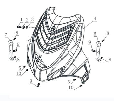 Frontverkleidung Frontabdeckung silber Motorroller Rex 730517