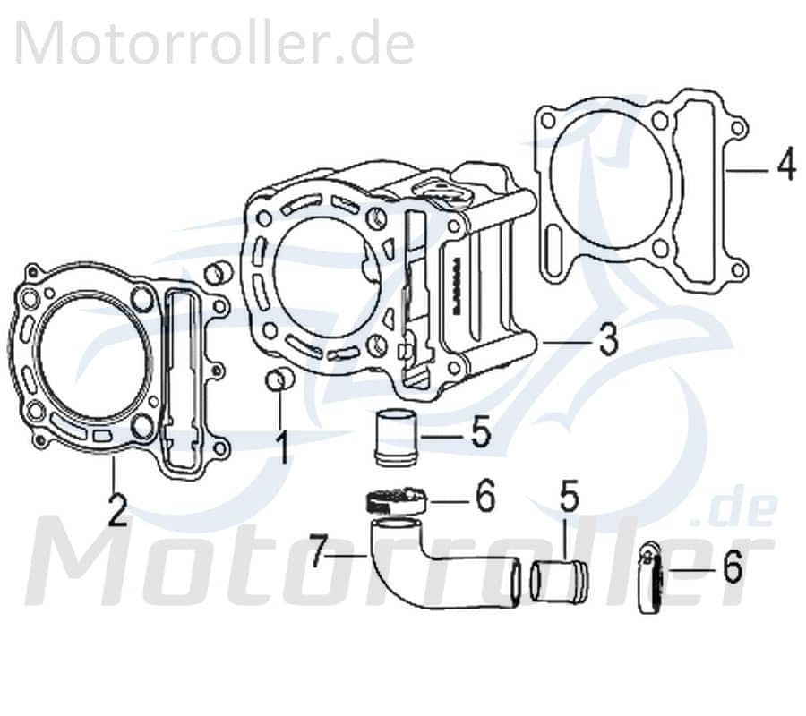 Jonway Insignio 250 DD Anschlusstück 250ccm 4Takt 750512 Motorroller.de Kühlwasser Auspuff Auspuffanschluss 250ccm-4Takt Scooter Ersatzteil Service