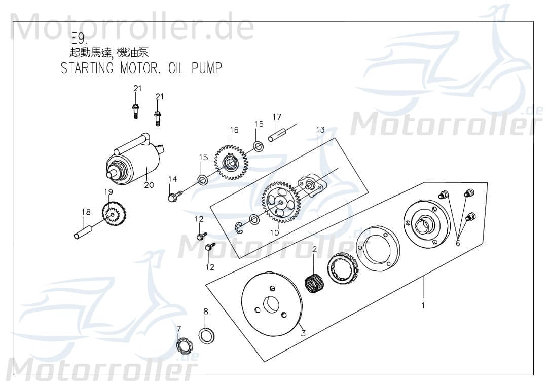 PGO Bugrider 200 Zahnrad Ölpumpe Getriebe Buggy Zwischenrad 200ccm 4Takt C70812500000 Motorroller.de Ritzel Getrieberad PGO 200ccm-4Takt Ersatzteil