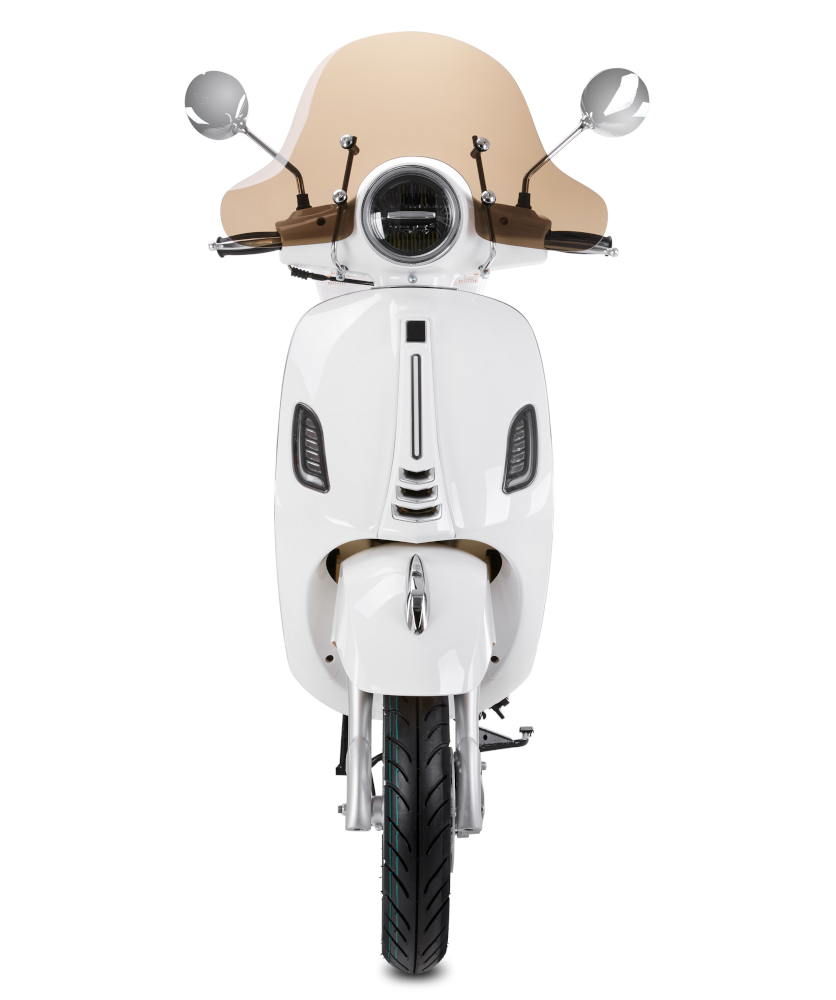 Motorroller Fighter 125 R-R weiß Euro 5 Leichtkraftrad Scooter Retroroller mit Topcase und Windschild