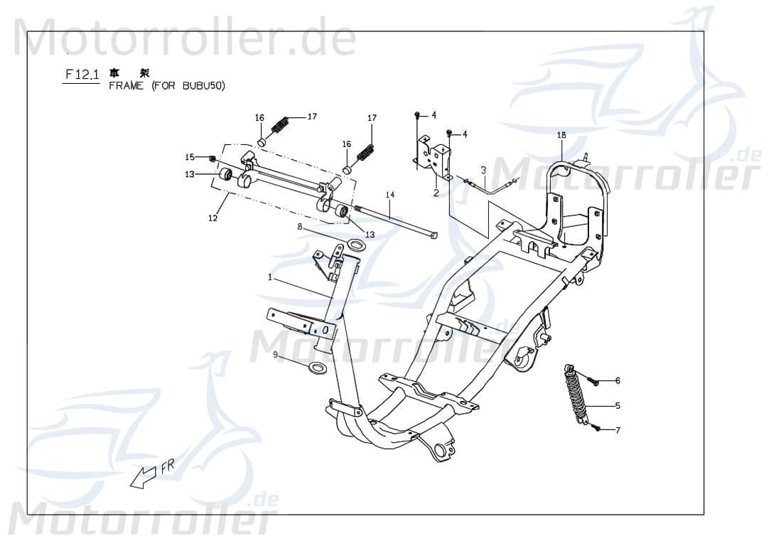 PGO Federbein hinten schwarz Ligero RS 50 Stoßdämpfer Roller P64810020000 Motorroller.de Feder-Bein Gabel-Bein Stoß-Dämpfer Ligero 50 Mokick Service