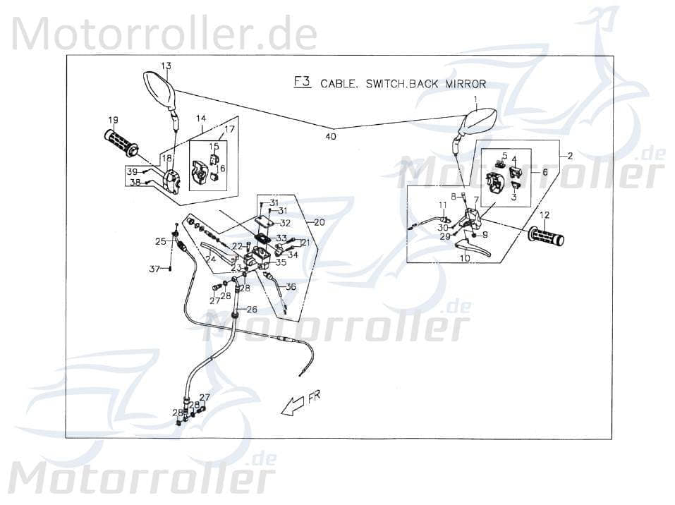 PGO Rückspiegel rechts PMX 110 Seitenspiegel Rück-Spiegel C261F021000 Motorroller.de PMX 50 Mokick Ersatzteil Service Inpektion Direktimport
