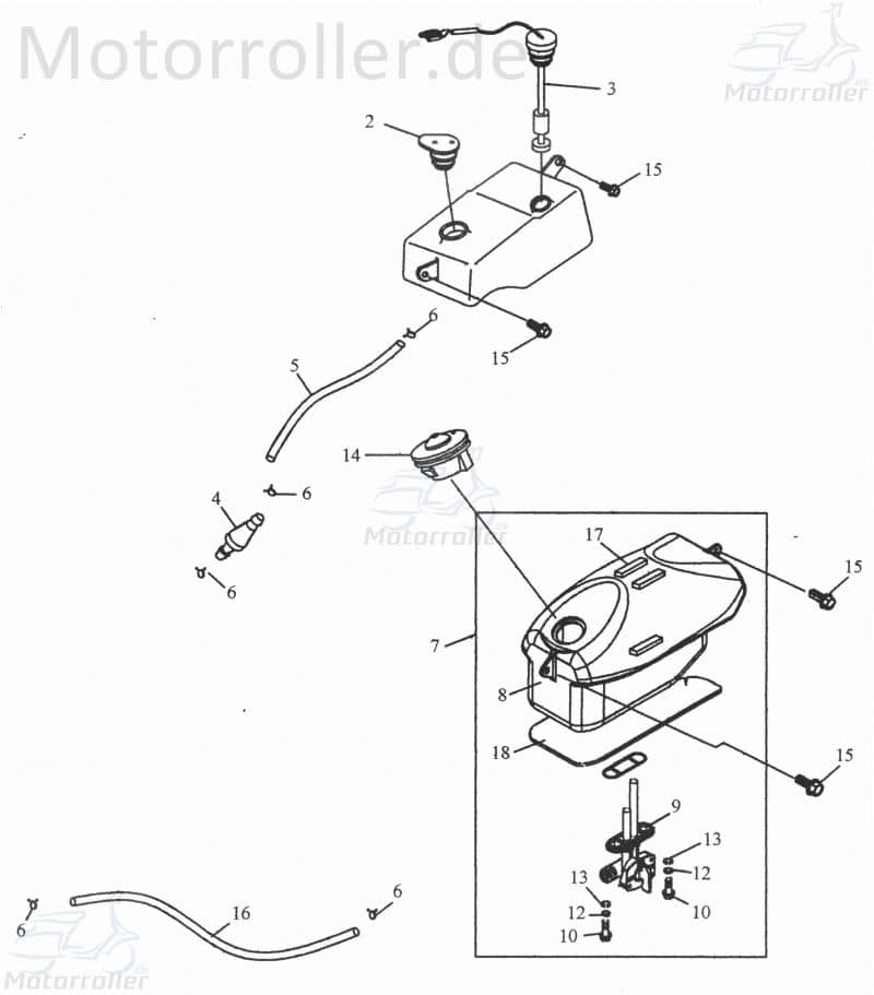 Adly RT 50 Road Trace Benzinhahn 50ccm 2Takt 16950-154-000 Motorroller.de Kraftstoffhahn Kraftstoffventil Benzin-Hahn Kraftstoff-Ventil Benzin-Ventil