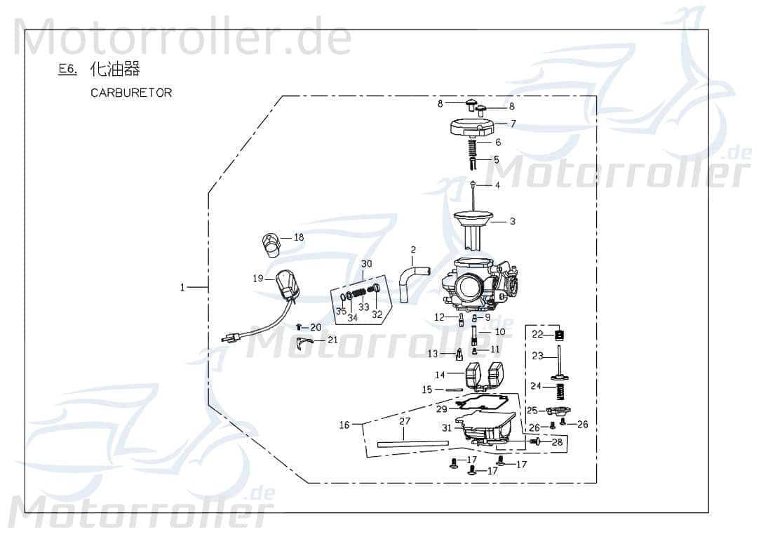 PGO Vergaserdüse Hauptdüse #102 125ccm 4Takt 50ccm 2Takt Motorroller.de Nadeldüse Dosierdüse Einstelldüse Haupt-Düse Nadel-Düse PGO 125ccm-4Takt