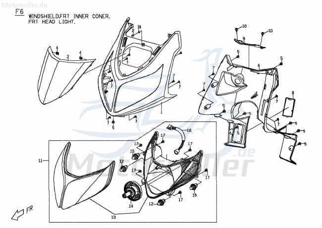 PGO Abdeckung Innenverkl. vorn schwarz G-Max Abdeckhaube M2623020650 Motorroller.de Kappe Deckel Schutz Verkleidung Platte Cover Blende Schutzhaube