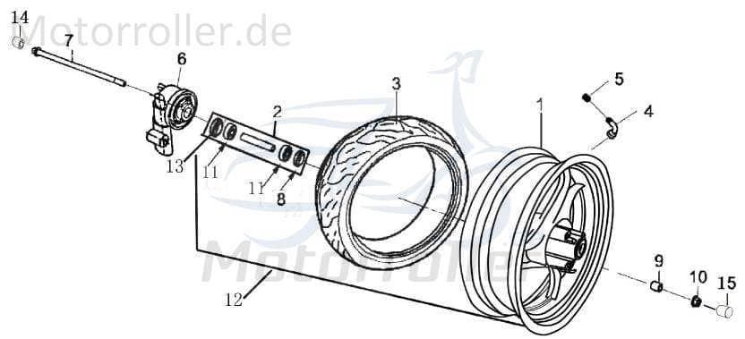 Felge Vorderrad 6-Speichen 2.15XJ10,Vorderrad 1040101-1