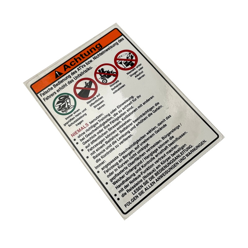 Hinweise Bedienung Warnhinweisschilder Quad ATV 94322