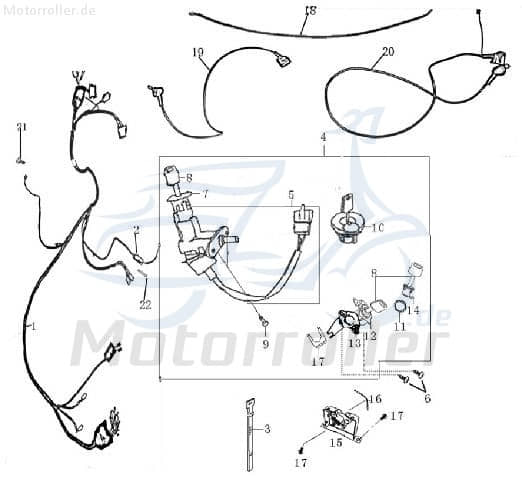 Schlosssatz 4Takt AGM Fighter 50 One Zündschloss 50ccm 2Takt Motorroller.de Tankverschluss Tank-Verschluss Tank-Deckel Schloss-Set Zünd-Schloss