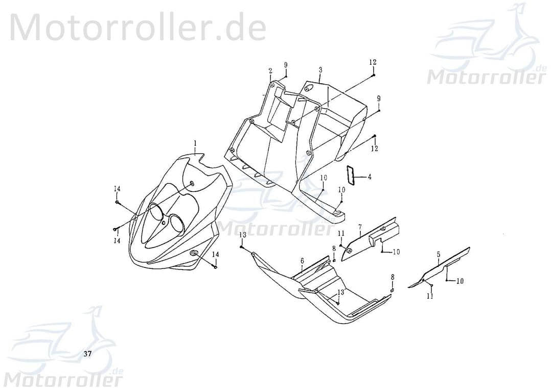 SMC Extra 50 Off Road Abdeckung Fahrgestellnummer 50ccm 2Takt 53316-PAF-00 Motorroller.de Blende Schutz Verkleidung Extra 50 Off Road 50kmh Mokick