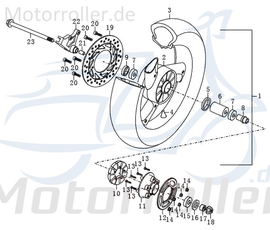 Kreidler STREET 125 DD Buchse Hülse 125ccm 4Takt 91482 Motorroller.de Distanzhülse Lagerbuchse Distanz-Hülse Distanzbuchse Passhülse Passbuchse Qingqi