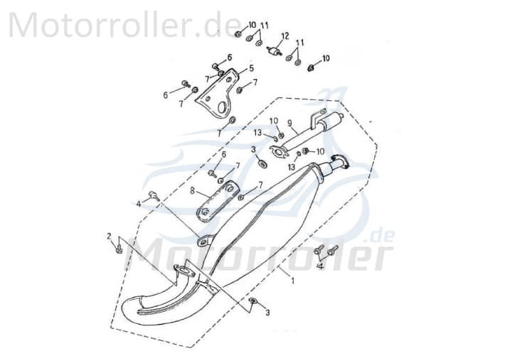 Adly ATV 50 Auspuff Endschalldämpfer Auspuffanlage Endrohr 18300-145-000 Motorroller.de Quad Auspufftopf Auspuffendtopf Mokick Ersatzteil Service