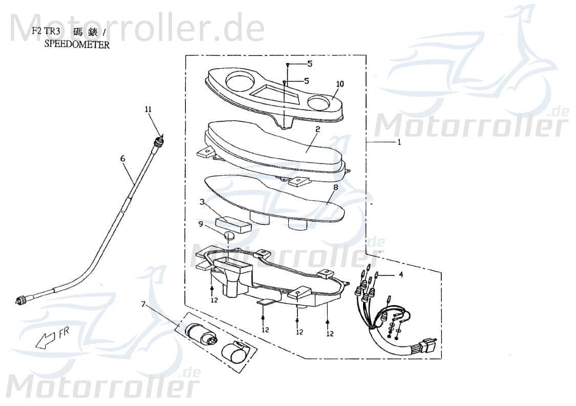 Tachowelle komplett 970Mm Antriebswelle PGO C1544005000