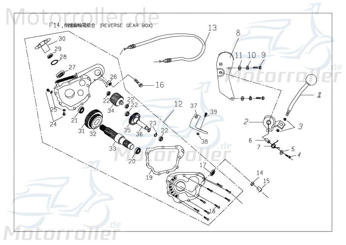 PGO Rückwärtsganggetriebe X-RIDER 150 Quad ATV 150ccm 4Takt Motorroller.de Rückwärtsgetriebe PGO 50ccm-2Takt X-RIDER 110 UTV Ersatzteil Service
