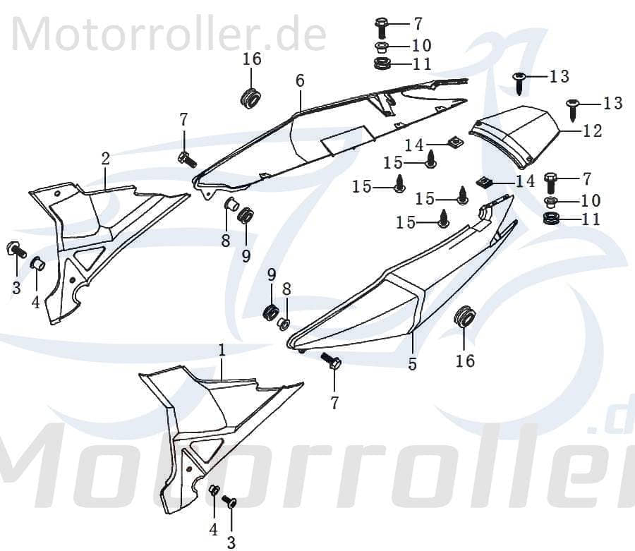 Qingqi STREET 125 DD Schraube M6x16mm 125ccm 4Takt 91412 Motorroller.de Bundschraube Maschinenschraube Flanschschraube Flansch-Schraube Bund-Schraube