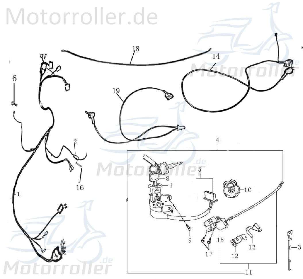 Schlosssatz Tankdeckel 1140401-3 Motorroller.de für Blechtank mit Belüftung JSD50QT-13 Tankverschluss Tank-Verschluss
