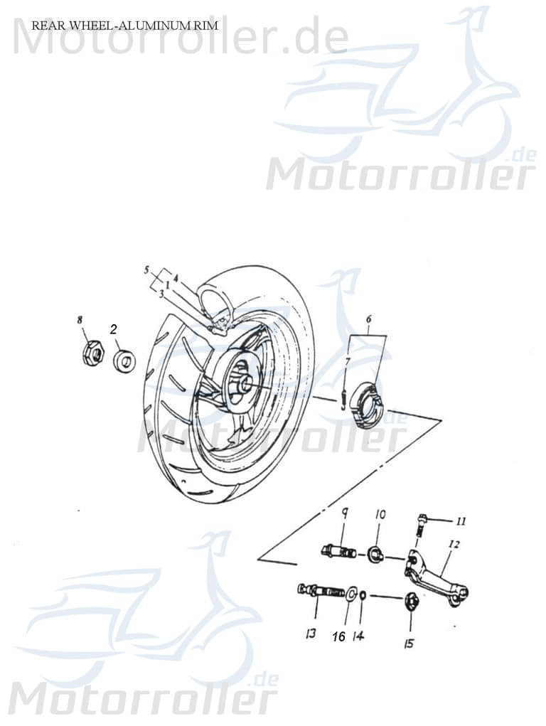 Adly Komplettrad Quad hinten Panther 50 Felge + 50ccm 2Takt Motorroller.de Reifen Radreifen Motorrollerfelge 50ccm-2Takt Scooter Super Sonic 100