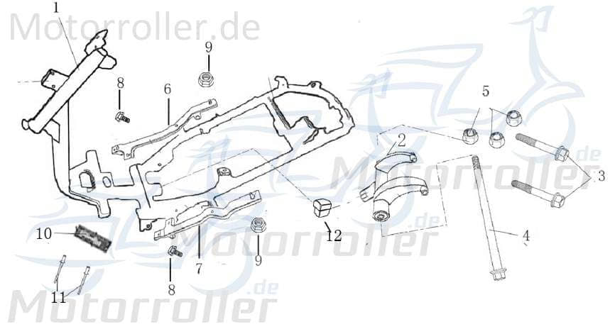 AGM GMX 450 One Achse Motorschwinge 50ccm 4Takt 9051610235-1-WV Motorroller.de M10x1.25x245mm Bolzen 139QMB Scooter GMX 450 One JSD50QT-13 GMX 550